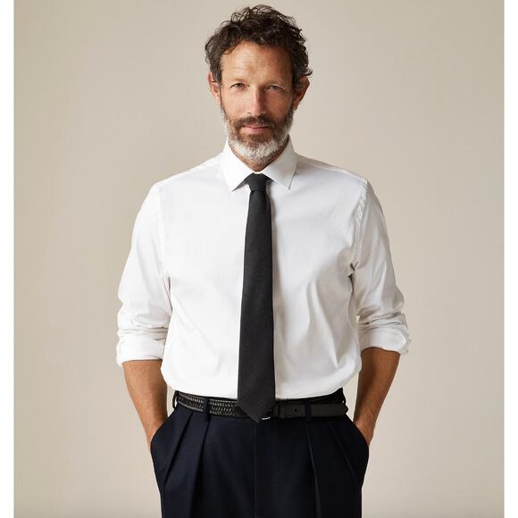 J.Crew Bowery Performance Stretch Dress Shirt Spread Collar Mens White Small NWT - Picture 1 of 12